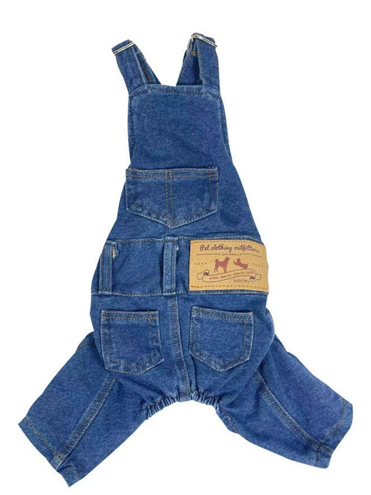 Denim Suspender Pants Overalls for Dogs