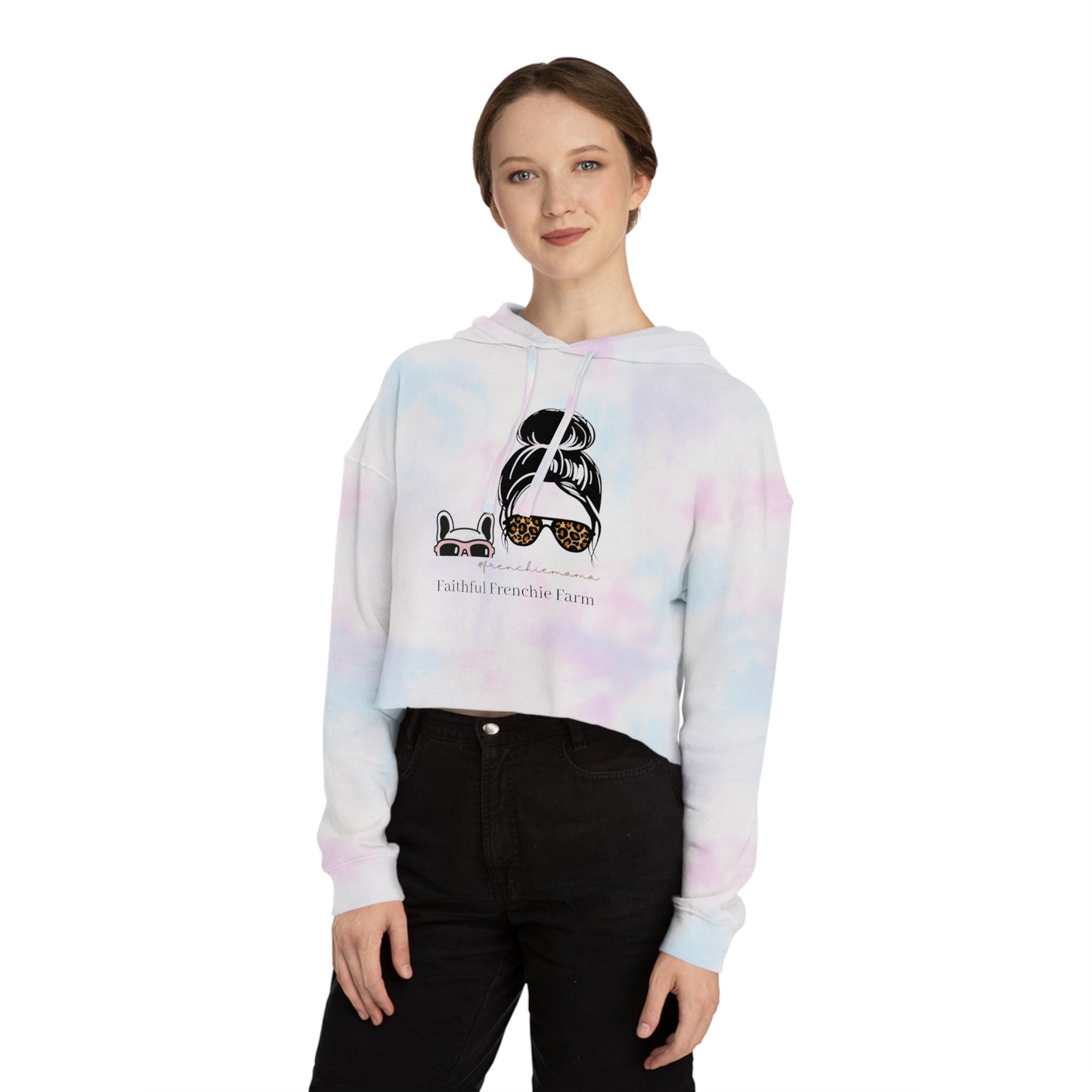 Frenchie Mama Cropped Hooded Sweatshirt