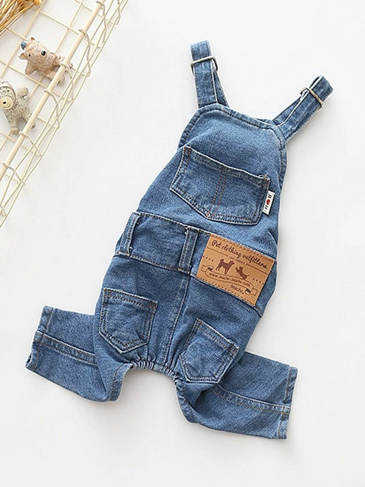 Denim Suspender Pants Overalls for Dogs