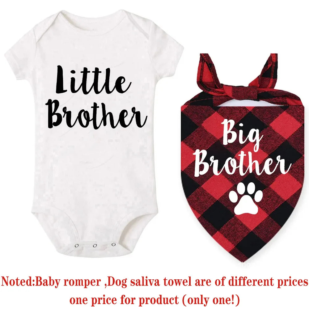 Matching Big Sibling Dog Bandana and Baby Rompers