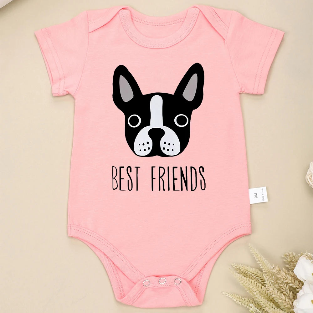 Baby and Frenchie Best Friends Onesie Bodysuit