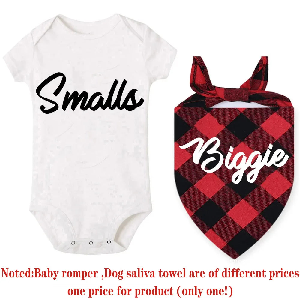 Matching Big Sibling Dog Bandana and Baby Rompers