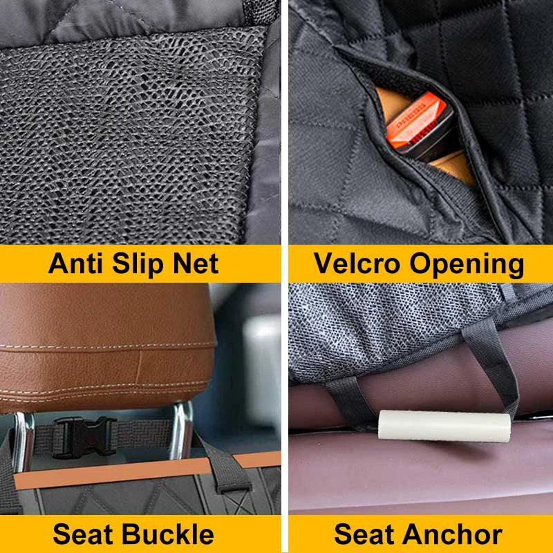 Waterproof Back Seat Extender Travel Car Seat Cover for Dogs with Buckle In Safety Lead