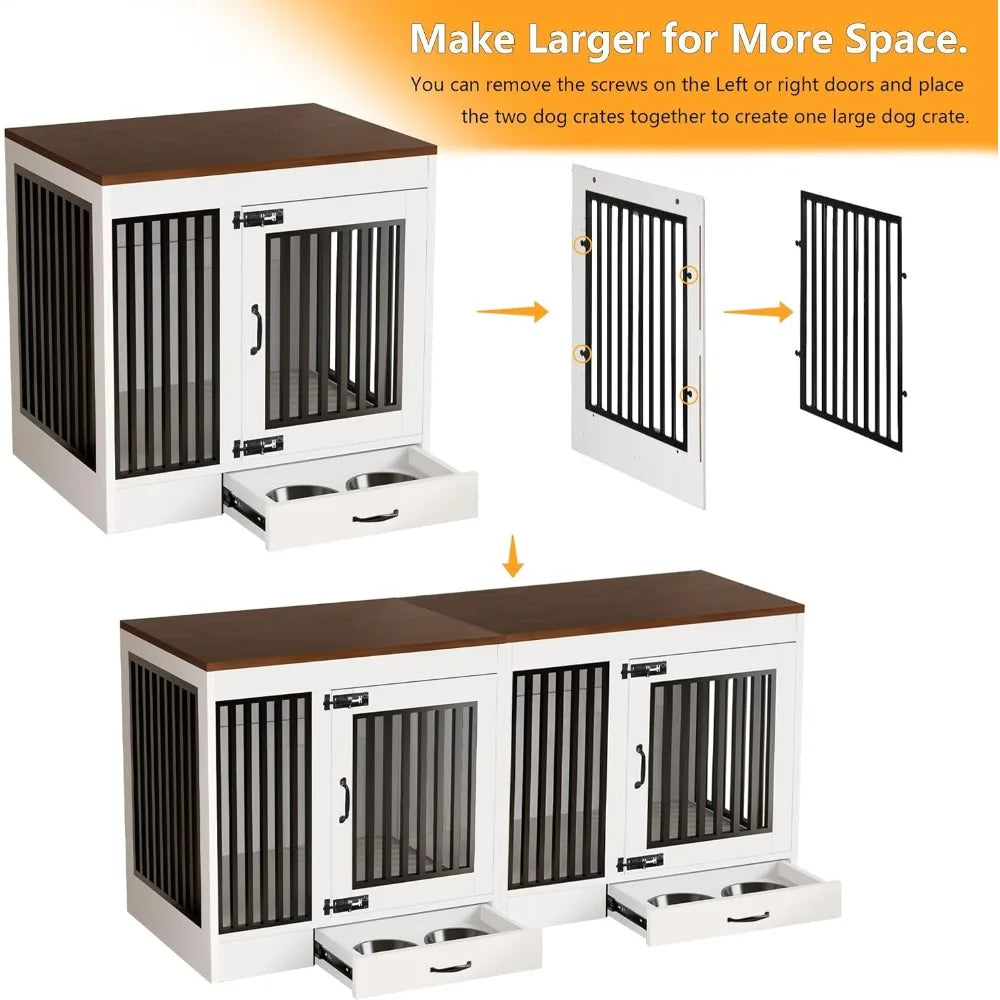 Stylish Multifunctional Dog Crate & End Table with Built-In Storage