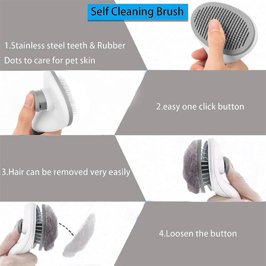 easy groomer pet brush deshedder self cleaning