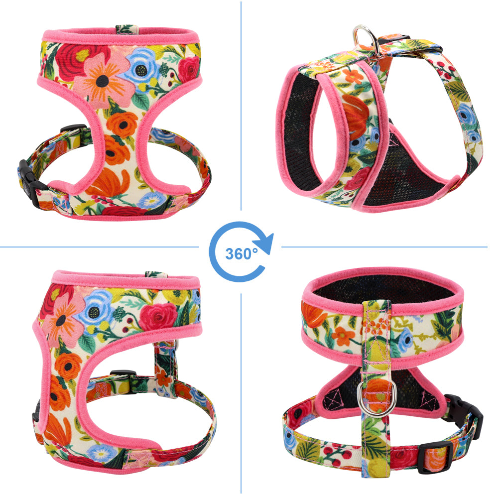 Floral dog pet harness for frenchies