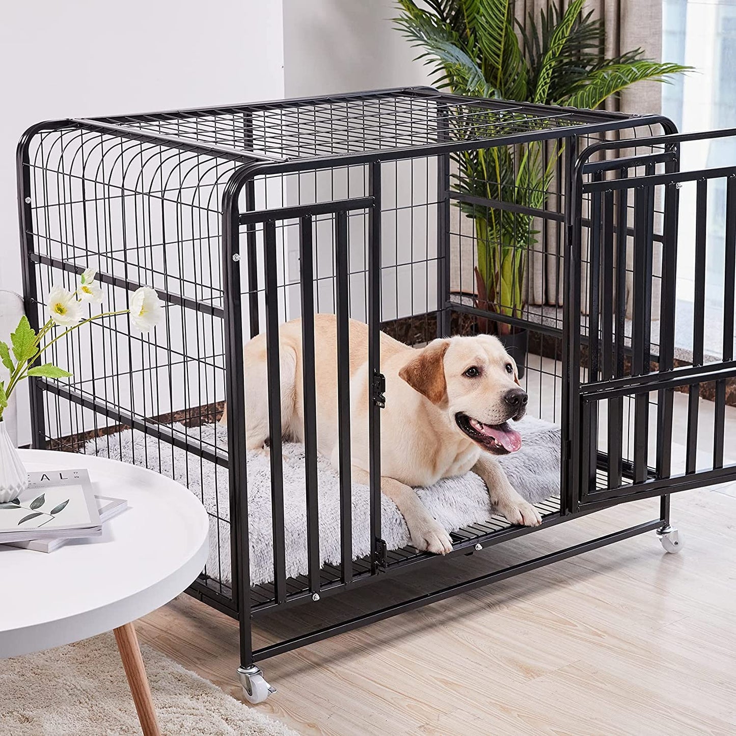 dog in cage - waterproof - fluffy - pet bed