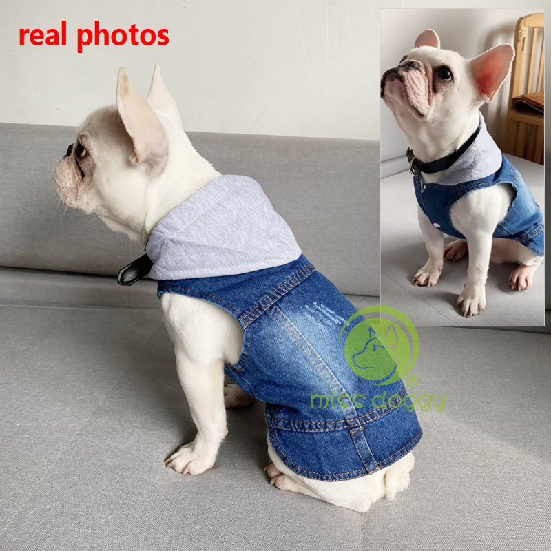 TENGZHI Dog Denim Jumpsuits Blue Striped Puppy Jean Jacket Hoodie  YorkieFrench Bulldog Overalls Coat Pet Clothes for Small Medium Dogs Cats  Boy Girl – Yaxa Store